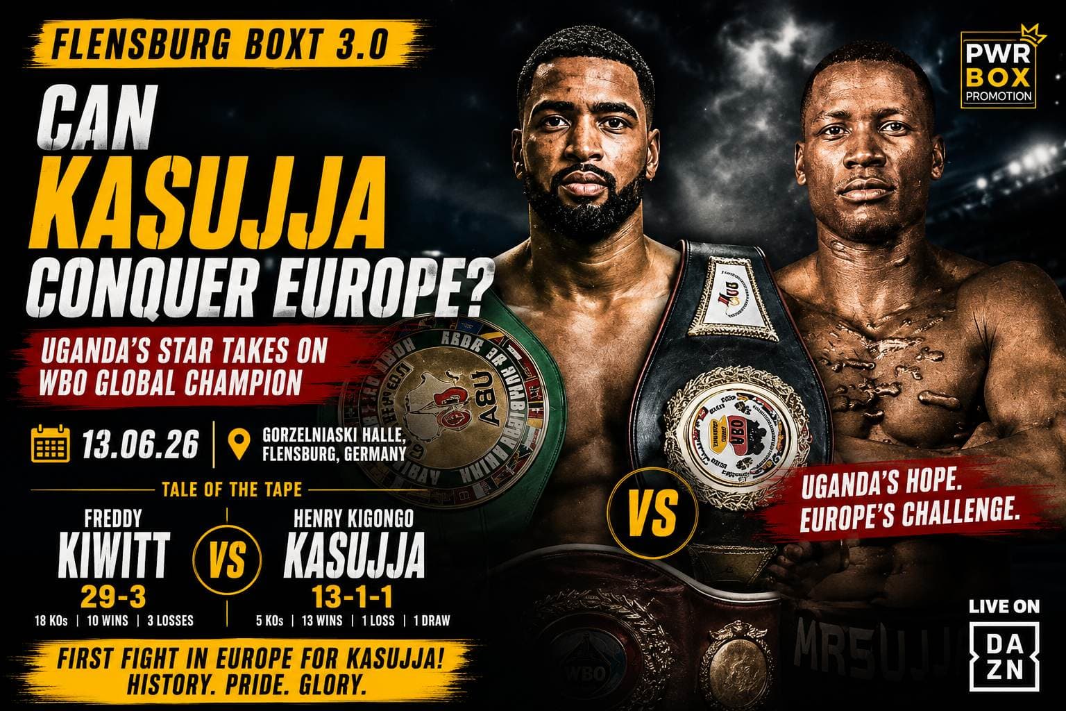 CAN HENRY KIGONGO KASUJJA SHOCK EUROPE? Uganda's Rising Star Faces Biggest Test of His Career Against WBO Global Champion Freddy Kiwitt