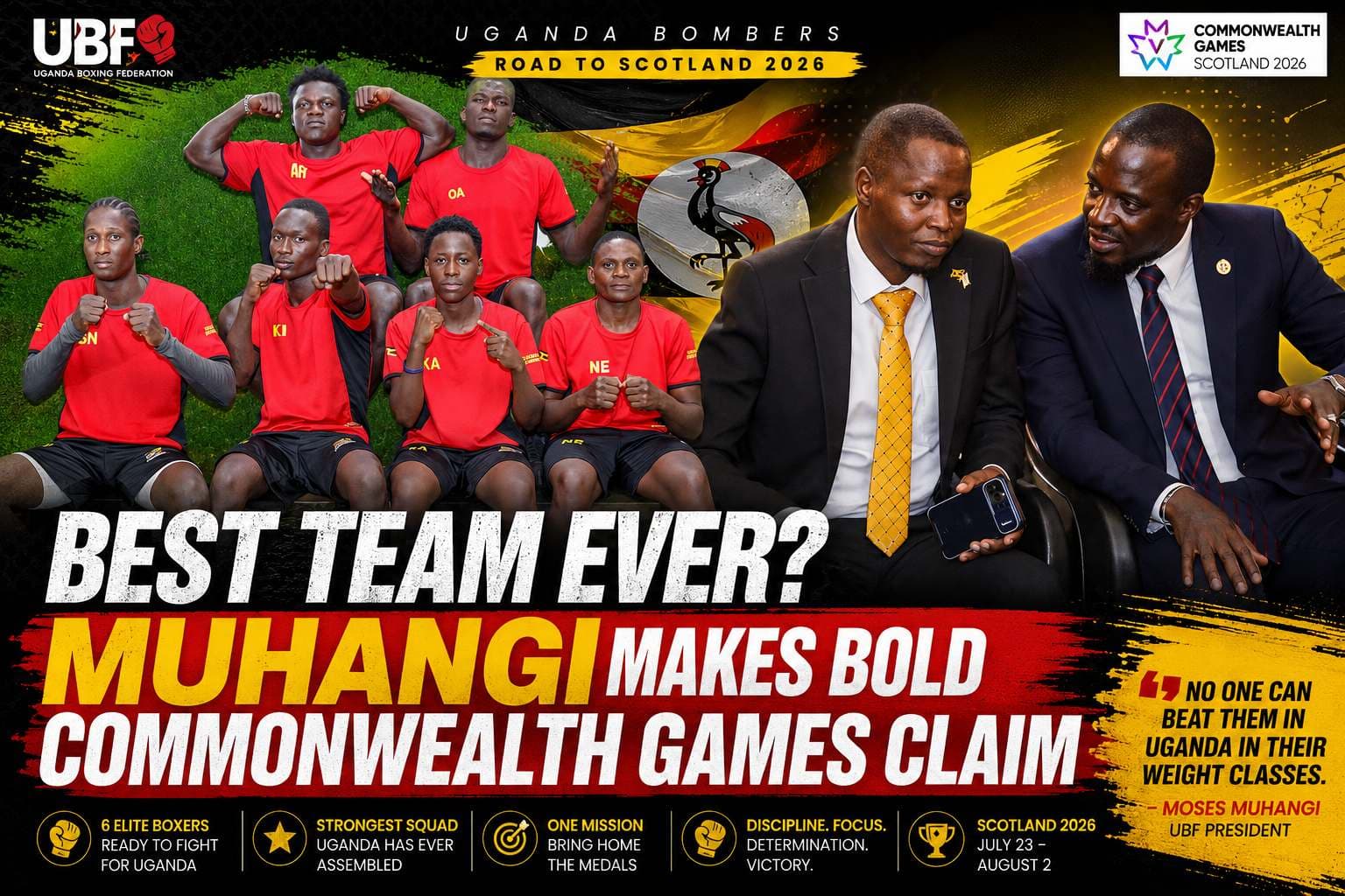 Bombers Fired Up for Commonwealth Games Mission as Uganda Targets Medals in Scotland