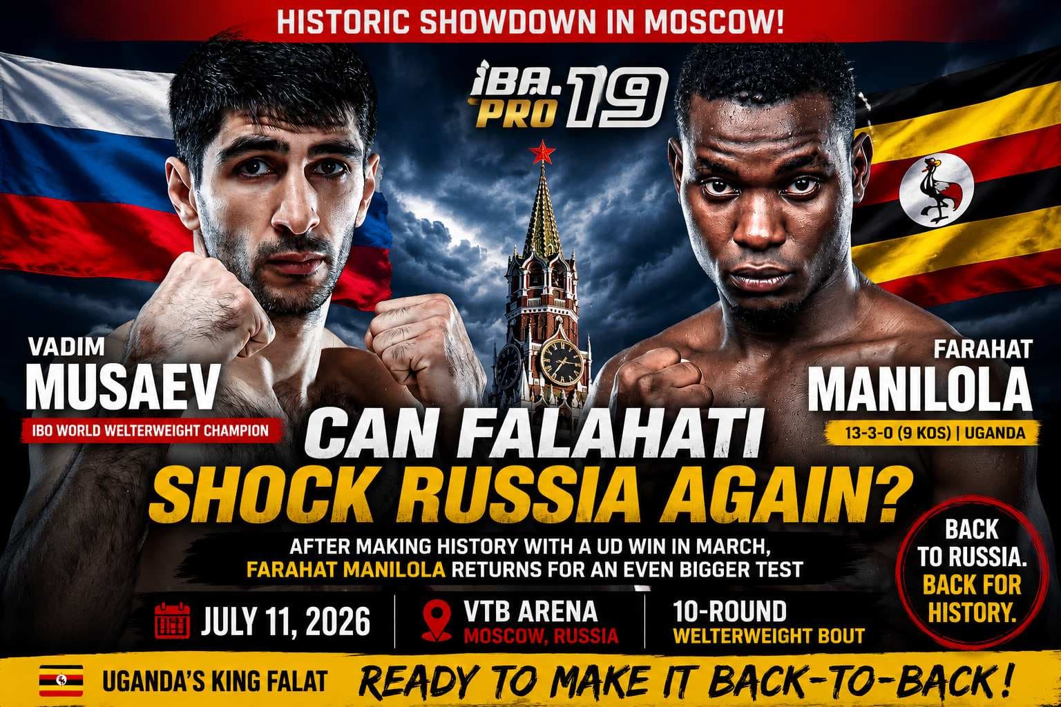 Can Farahat Manilola Shock Russia Again? Ugandan Star Targets Historic Back-to-Back Victories in Moscow